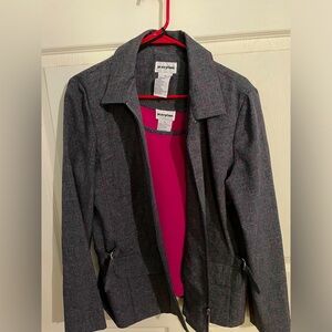 Plaid jacket w/pink coordinating sleeveless top